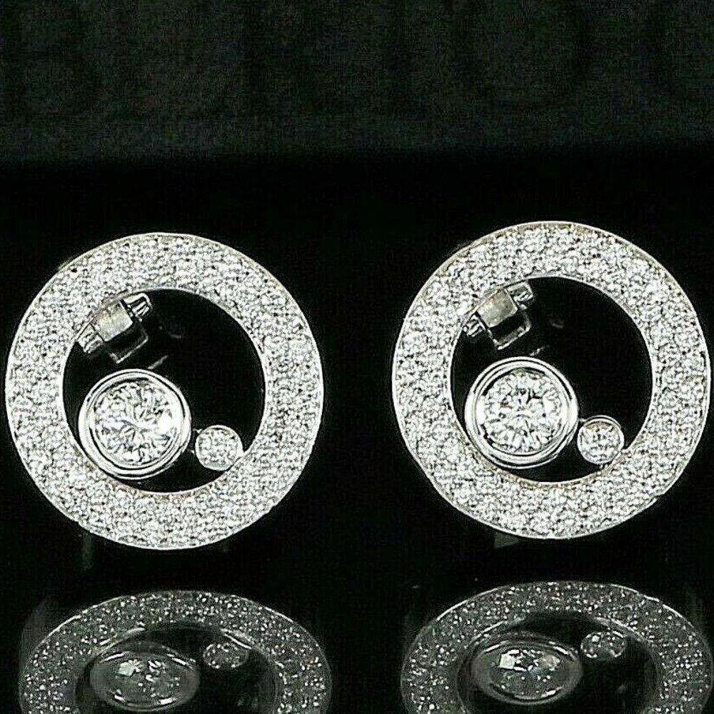 Roberto Coin Cento 18K White Gold Pave Diamond O Circle Huggie Earrings